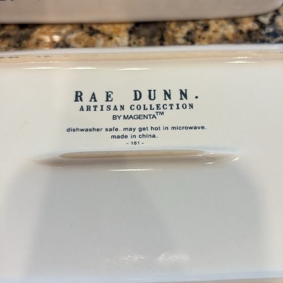 Rae Dunn Cream Butter Dish with Black Text - Picture 2 of 2